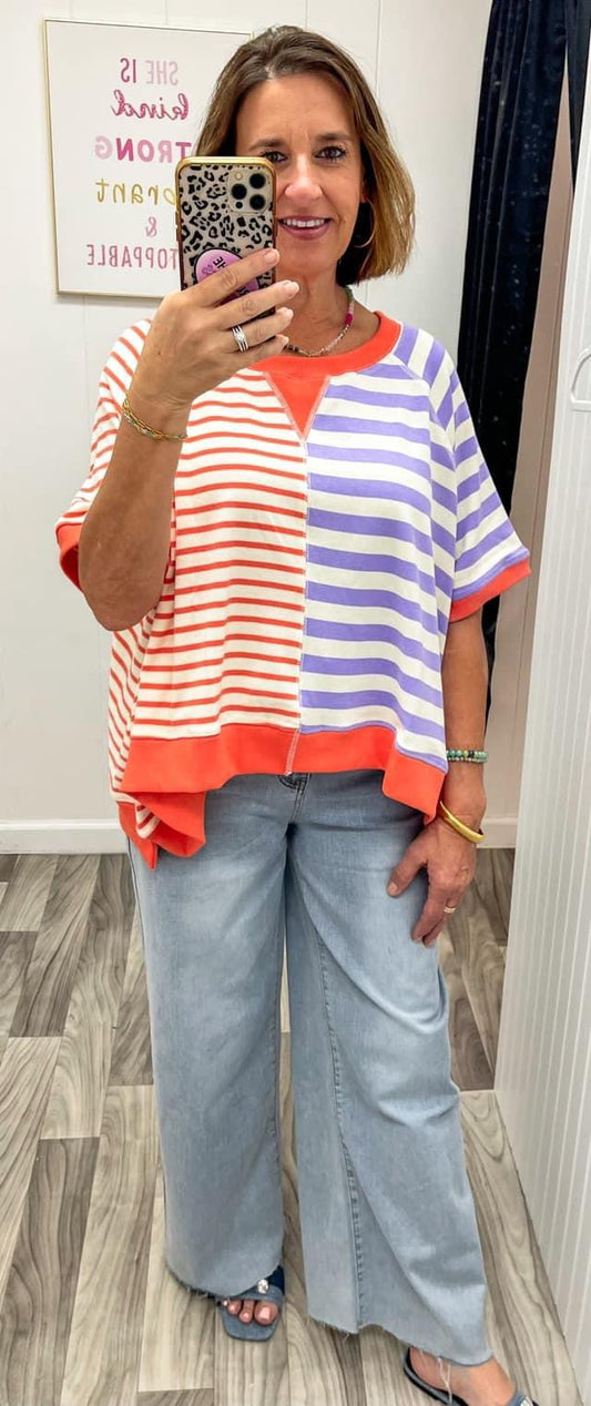 Orange/Purple Striped Top