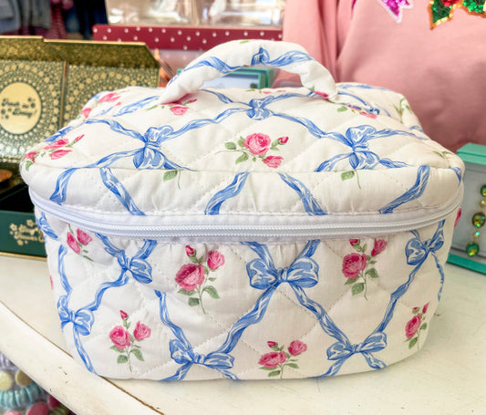 Blue Bow Couquette Train Case